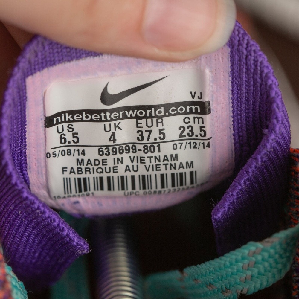 Nike Flyknit Chukka Running Sneaker Shoes Womens SZ 6.5 Purple/Red 639699-801 - Picture 8 of 8
